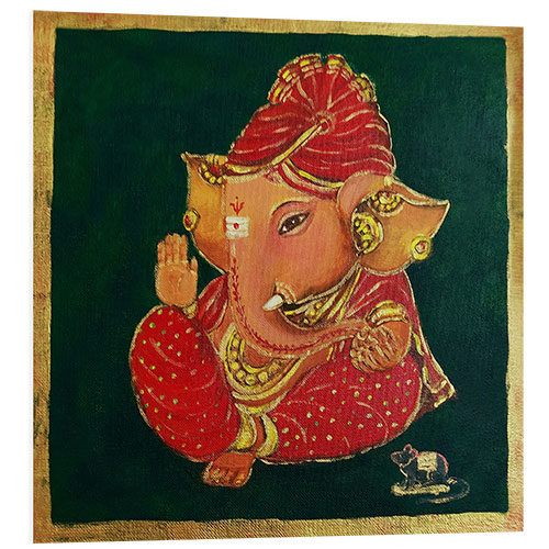 Hartschaumbild Baby Ganesha mit rotem Turban