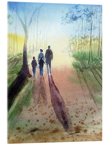 Tableau en verre acrylique Family - Long shadows in the dusk
