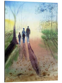 Magnettafel Familie - Lange Schatten im Morgenlicht