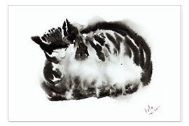 Poster Cat nap black and white