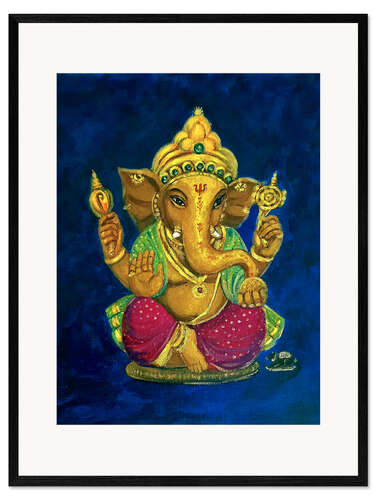 Ingelijste kunstdruk Golden Ganesha