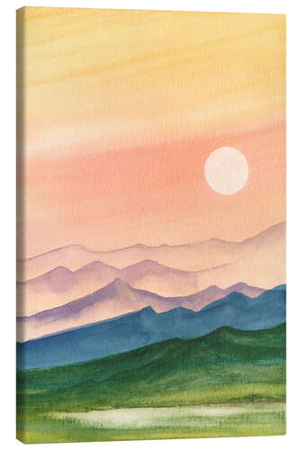 Canvas print Sunset over the hills
