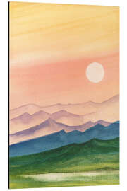 Magnettafel Sonnenuntergang über den Hügeln