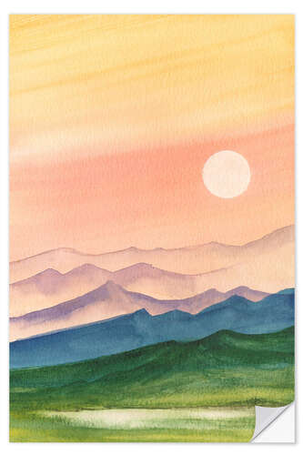 Autocolante decorativo Sunset over the hills