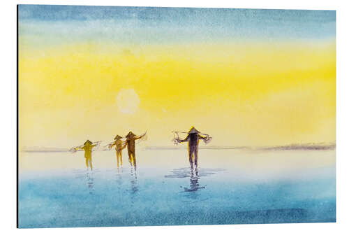 Aluminium print Fishermen at sunset