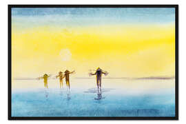 Gerahmter Kunstdruck Fischer im Sonnenuntergang