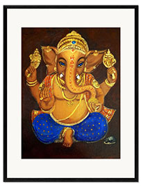 Ingelijste kunstdruk Blue eyed Ganesha