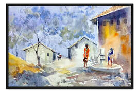 Gerahmter Kunstdruck Ein Dorf in Indien
