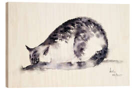 Wood print The shy cat