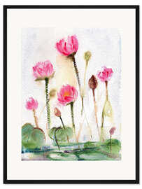 Gerahmter Kunstdruck Lotus Teich