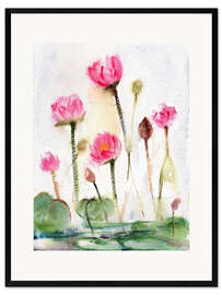 Gerahmter Kunstdruck Lotus Teich