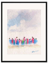 Gerahmter Kunstdruck Dahinziehende Menschen