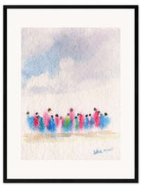 Gerahmter Kunstdruck Dahinziehende Menschen