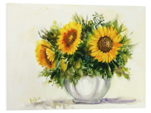 Foam board print Vase with sunflowers