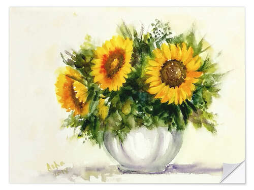 Wall sticker Vase with sunflowers