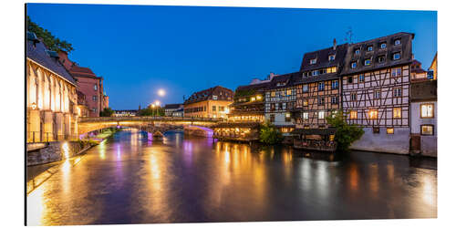 Aluminium print La Petit France in Strasbourg at night