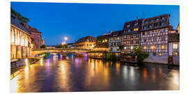 Foam board print La Petit France in Strasbourg at night