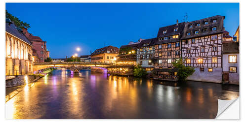 Selvklebende plakat La Petit France in Strasbourg at night