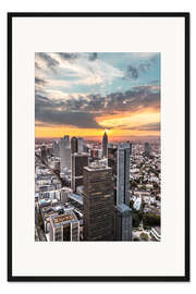 Gerahmter Kunstdruck Frankfurt von oben, Maintower