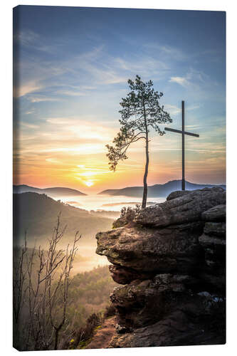 Canvas-taulu Palatinate Forest, landscape with fog