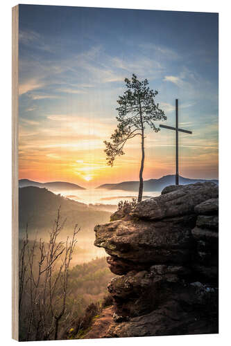 Stampa su legno Palatinate Forest, landscape with fog