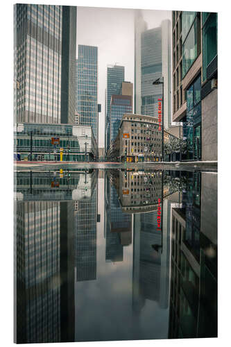 Acrylglasbild Frankfurt skyline mit Spiegelung