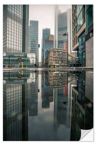 Sticker mural Frankfurt skyline with reflection