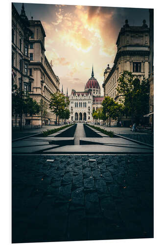 Tableau en PVC Budapest in Hungary, streets to Parliament