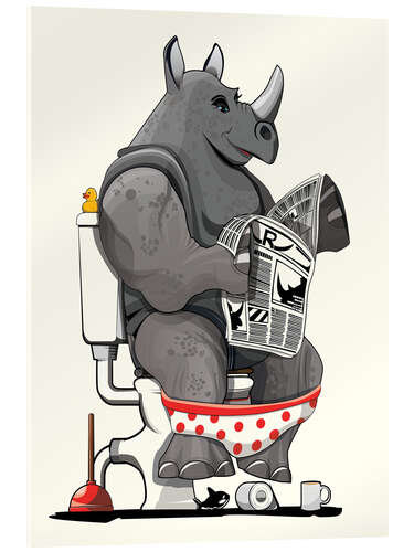 Akrylbillede Rhinoceros on the toilet