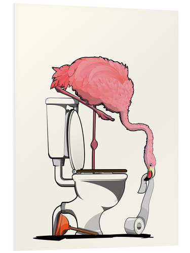 Foam board print Flamingo on the toilet