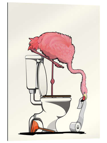 Gallery print Flamingo on the toilet