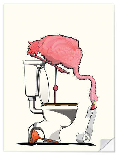 Wall sticker Flamingo on the toilet