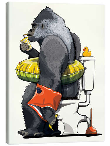 Canvas print Gorilla on the toilet