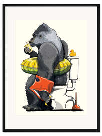 Gerahmter Kunstdruck Gorilla auf der Toilette - Wyatt9