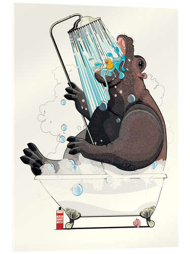 Acrylic print Hippo in the bathtub