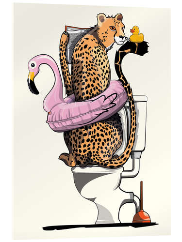 Acrylglas print Cheetah on the toilet