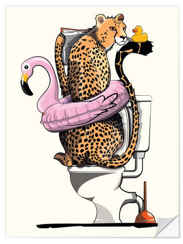 Wandsticker Gepard auf der Toilette