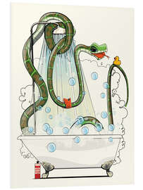 Foam board print Snake in the bathtub while showering