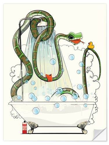 Vinilo para la pared Snake in the bathtub while showering