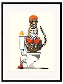 Framed art print Leopard on the toilet