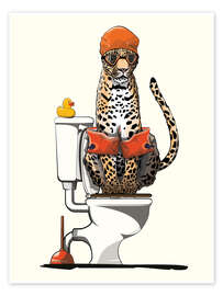 Plakat Leopard on the toilet