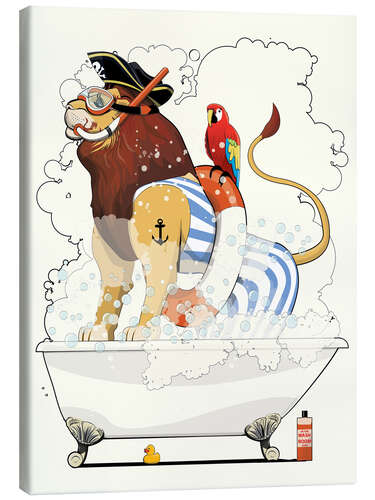 Tableau sur toile Pirate de lion dans la baignoire