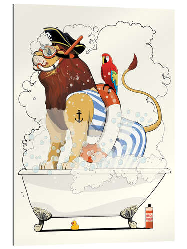 Galleritryk Lion pirate in the bathtub