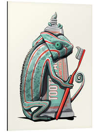 Magnettafel Chamäleon beim Zähneputzen