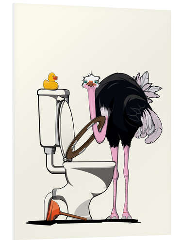 Foam board print Ostrich on the toilet