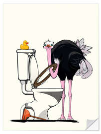 Selvklebende plakat Ostrich on the toilet