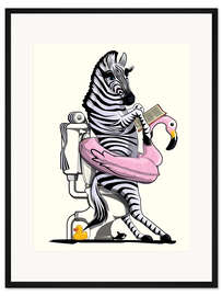 Gerahmter Kunstdruck Zebra auf der Toilette