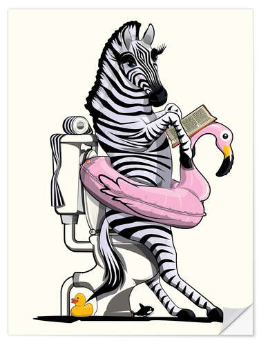 Wandsticker Zebra auf der Toilette