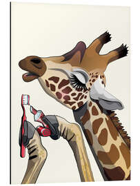 Magnettafel Giraffe beim Zähneputzen