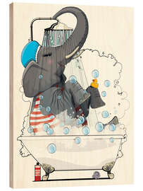 Holzbild  Elefant in der Badewanne - Wyatt9